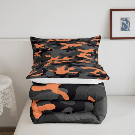 Lenjerie de pat camuflaj din 3 piese, husa pilota 230x220 cm si 2 fete perini [4]