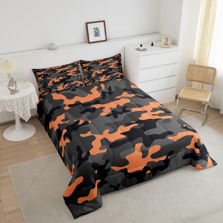 Lenjerie de pat camuflaj din 3 piese, husa pilota 230x220 cm si 2 fete perini [2]