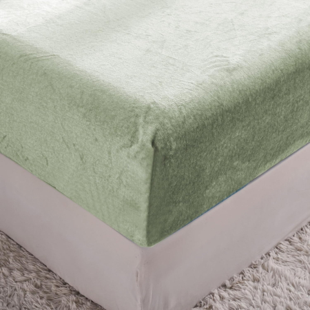 Cearsaf de pat din flanel verde deschis, cu fermoar, + inaltimea bazei 25-30 cm [3]