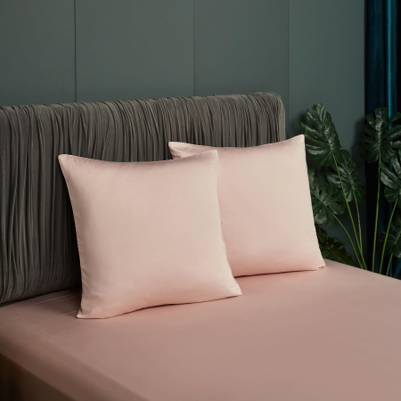 Lenjerie de pat din bambus, poliester, simplă, netedă, mătăsoasă, roz, pilota 260x240 cm cu 2 fete perini 65x65 cm [6]
