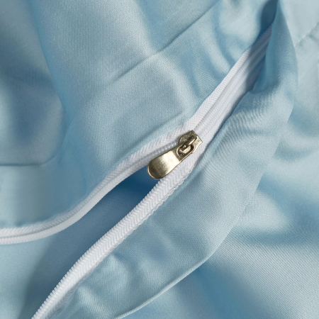 Lenjerie de pat din bambus, poliester, simplă, netedă, mătăsoasă, bleu, pilota 220x240 cm cu 2 fete perini 65x65 cm [3]