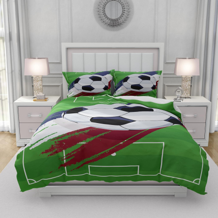 Lenjerie de pat model 3D fotbal, pilota 220x240 cm cu 2 fete perini 50x70 cm [5]
