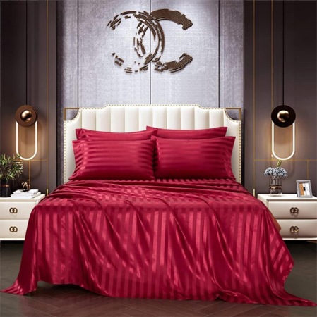 Lenjerie de pat din satin rosu, husa pilota 140x200 cm, 1 fata perina 65x65 cm [6]