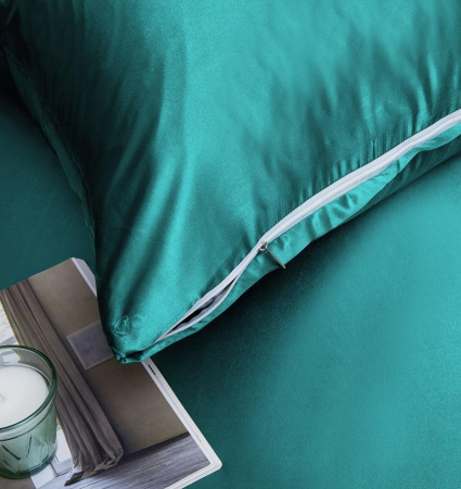 Lenjerie de pat din satin turcoaz, husa pilota 240x220 cm, 2 fete perini 65x65 cm [3]