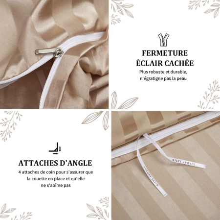 Lenjerie de pat din satin crem, husa pilota 240x220 cm, 2 fete perini 65x65 cm [5]