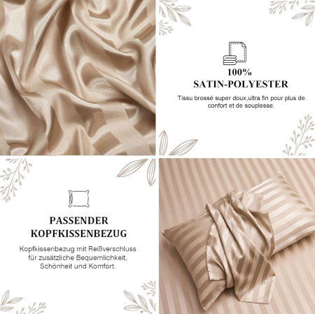 Lenjerie de pat din satin crem, husa pilota 240x220 cm, 2 fete perini 65x65 cm [4]