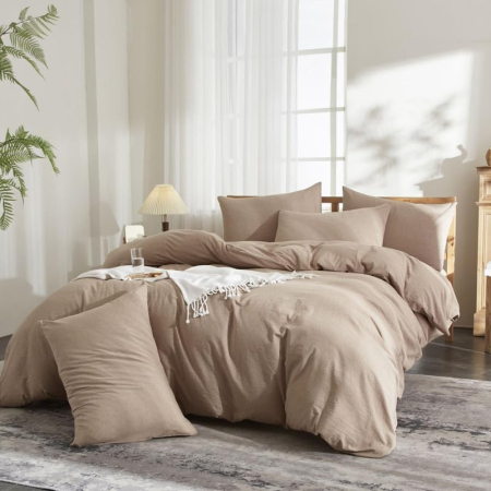 Lenjerie de pat 3 piese, husa pilota 240x220 cm, 2 fete perini 65x65 cm , kaki [1]