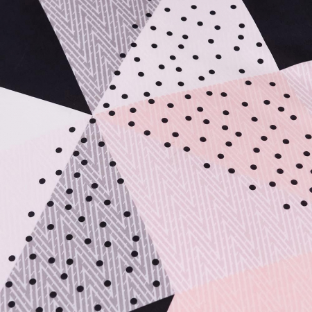 Lenjerie de pat Design Geometric Negru Roz, husa pilota 240x220 cm, 2 fete perini 80x80 cm [3]