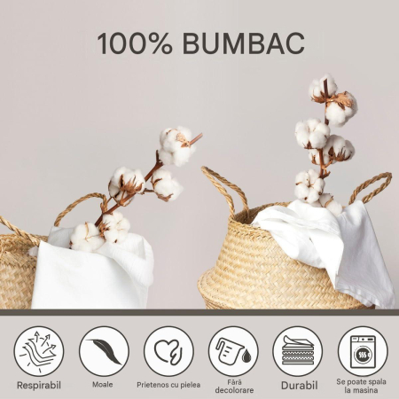 Lenjerie Pat Homewish, 2 Piese, Bumbac 100%, model geometric, husa pilota 135x200 cm, 1 husa perina 80x80 cm [5]
