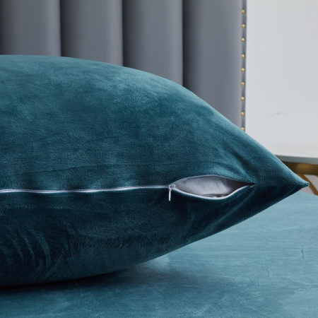 Lenjerie de pat albastra, husa pilota 260x240 cm cu 2 fete perini 65x65 cm [4]