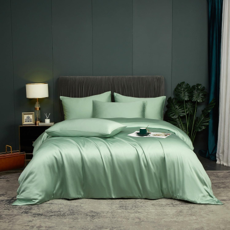 Lenjerie de pat verde menta, husa pilota 220x240 cm cu 2 fete perini 65x65 cm [2]