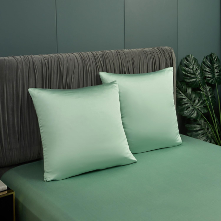 Lenjerie de pat verde menta, husa pilota 220x240 cm cu 2 fete perini 65x65 cm [6]