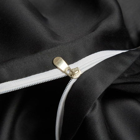 Lenjerie de pat neagra, husa pilota 220x240 cm cu 2 fete perini 65x65 cm [4]