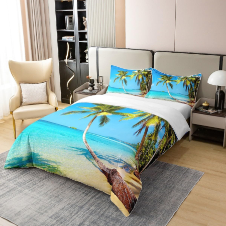 Lenjerie Pat Homewish, 2 Piese, Bumbac 100%, model plaja, husa pilota 155x220 cm, 1 husa perina 80x80 cm [1]