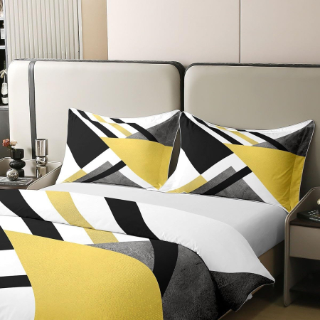 Lenjerie Pat Homewish, 3 Piese, Bumbac 100%, model geometric, husa pilota 220x240 cm, 2 huse perini 80x80 cm [3]