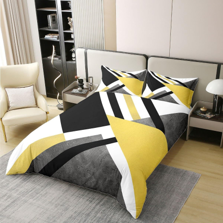 Lenjerie Pat Homewish, 3 Piese, Bumbac 100%, model geometric, husa pilota 220x240 cm, 2 huse perini 80x80 cm [1]