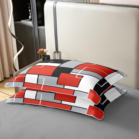 Lenjerie Pat Homewish, 2 Piese, Bumbac 100%, model geometric, husa pilota 135x200 cm, 1 husa perina 80x80 cm [4]