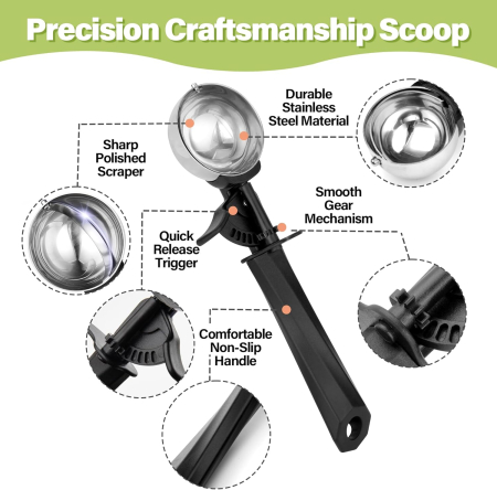 Lingură dozatoare de bile de inghețata din Oțel Inoxidabil – 60 mm, 55 ml [1]
