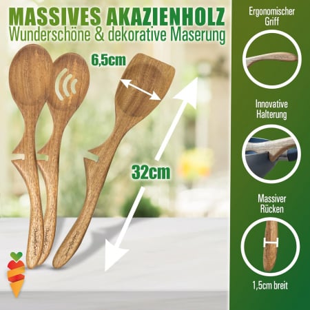 Linguri din lemn de Acacia pentru amestecat mancare-set 3 bucati [3]