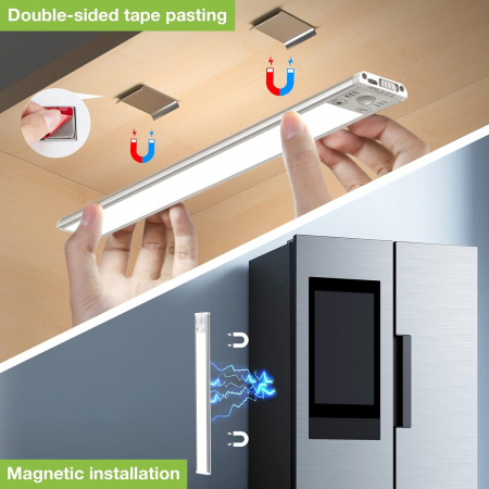 Lumină LED pentru dulap cu senzor de mișcare, 2200 mAh reîncărcabilă prin USB 40CM 2 buc [4]