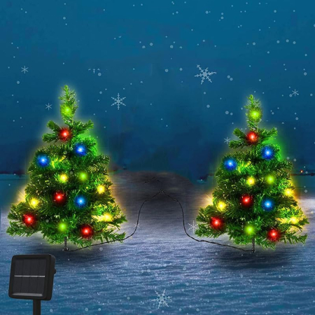 ILUMINAT - Braduti artificiali 50 cm cu instalatii solare 7 culori, IP65, 2 bucati