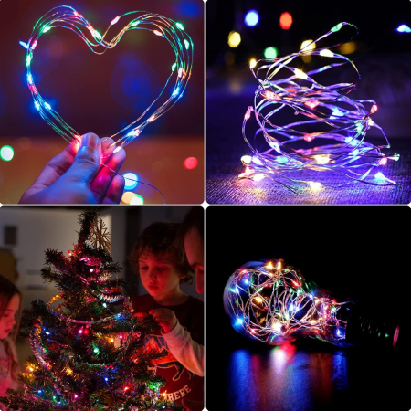 Lumini solare pentru exterior, 120 LED-uri, IP65, cu 8 moduri de iluminare, 2 siruri de 12 m [4]