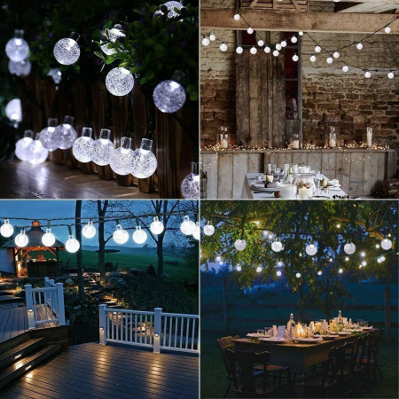 Lumini solare pentru exterior, 30 LED-uri rotunde, 6.5m [3]
