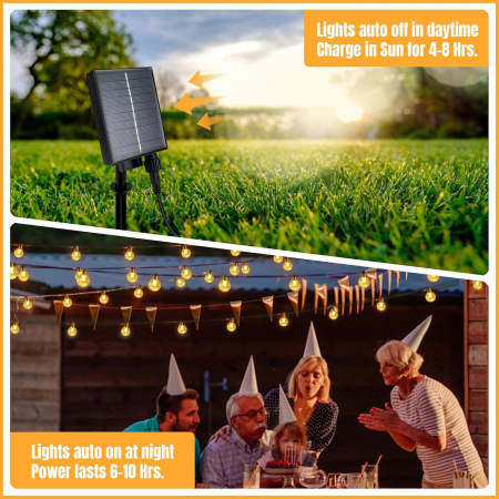 Lumini solare pentru exterior, 65 LED-uri, IP65, cu 8 moduri de iluminare, 10 m [1]