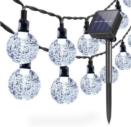instalatii lumini - Lumini solare pentru exterior, 30 LED-uri rotunde, 6.5m