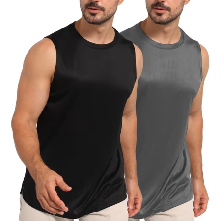 Tricouri barbati - Set 2 Maiouri Sport Bărbați, Tank Top Fitness, Material Mesh Respirabil, Fără Mâneci, Pentru Sală și Antrenament M