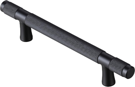 accesorii scaune, mese - Maner negru rotund din zinc, lungime 192 mm intre gauri, 5 bucati