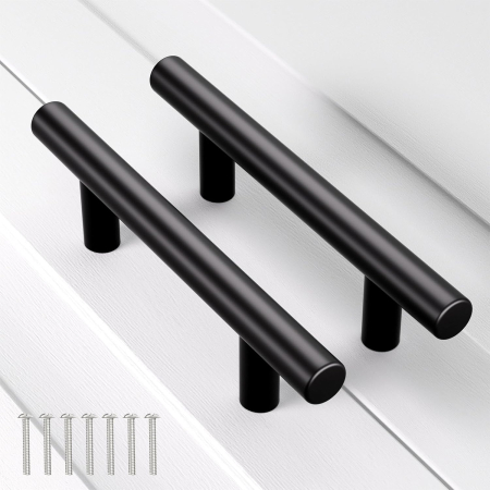 Manere negre rotunde din otel, lungime 127x32mm cu 76 mm intre gauri, 15 bucati [7]