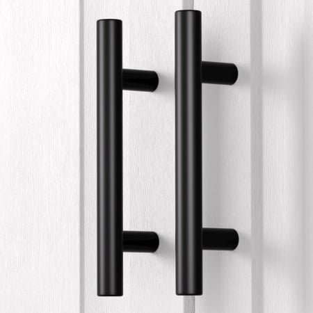accesorii scaune, mese - Manere negre rotunde din otel, lungime 127x32mm cu 76 mm intre gauri, 15 bucati