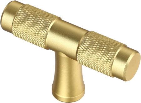 MOBILA - Maner auriu rotund din zinc pentru sertare sau dulapuri, 5 bucati cu suruburi