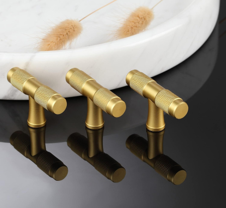 Maner auriu rotund din zinc pentru sertare sau dulapuri, 10 bucati cu suruburi [4]