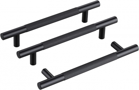 accesorii scaune, mese - Maner negru rotund din zinc, lungime 180mm cu 128 mm intre gauri, 20 bucati