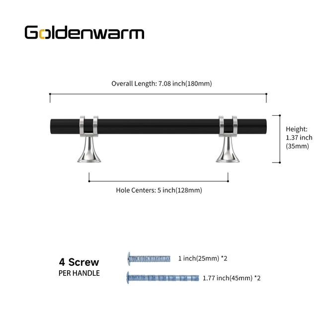 Manere negre cu suporti arginti 180 cm, 128 cm intre gauri, set 10 bucati [1]