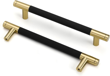 MOBILA - Manere aurii cu zimti negri 180 cm, 128 cm intre gauri, set 10 bucati