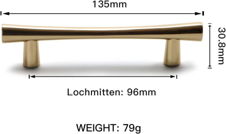 Manere din otel auriu, 135 cm, 96 cm intre gauri,set 5 bucati [2]