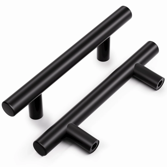 accesorii scaune, mese - Manere negre rotunde din otel, lungime 162x32mm cu 102 mm intre gauri, 20 bucati