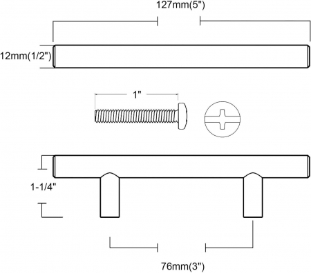 Manere rotunde, arginti pentru dulapuri- 127x32 cm, 76mm intre gauri de 12mm- set 20 buc [6]