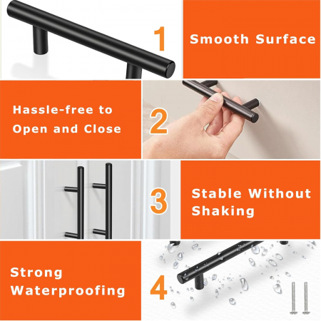 Manere rotunde, negre pentru dulapuri- 128 mm intre gauri- set 10 buc [7]