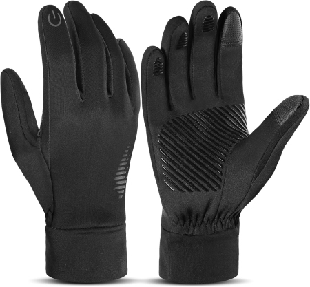 Manusi copii - Manusi de iarna pentru copii 8-10 ani, antiderapante cu touchscreen, negre , L