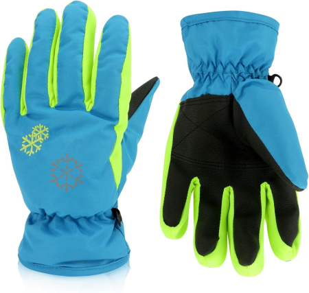 Manusi copii - Manusi de iarna pentru copii 3-5 ani albastre  cu galben