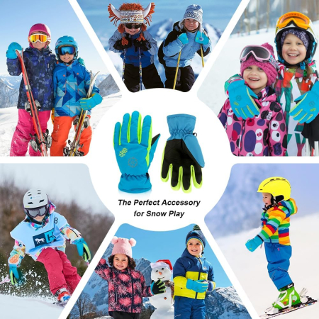 Manusi de iarna pentru copii 3-5 ani albastre  cu galben [6]