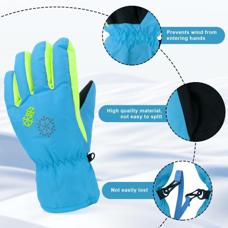 Manusi de iarna pentru copii 3-5 ani albastre  cu galben [1]