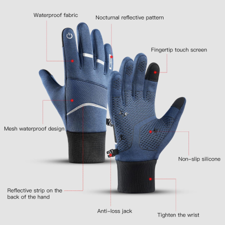 Manusi albastre de iarna pentru femei, ideale ciclism, impermeabile, antiderapante L [5]