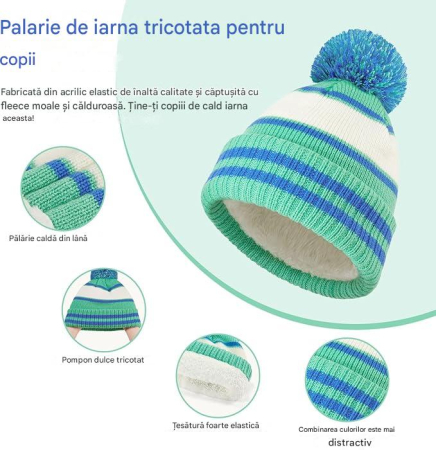 Set iarnă copii căciulă fular mănuși căptușeală fleece antiderapant termic 3 piese (6–12 ani) [1]
