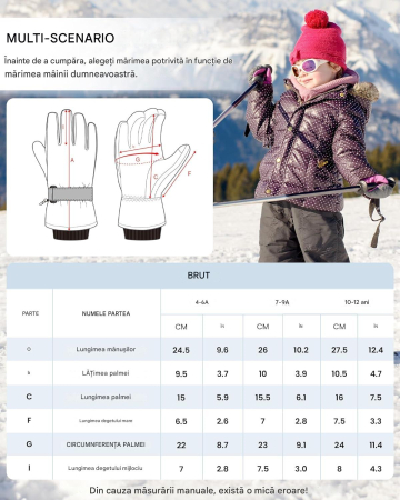 Manusi de iarna pentru copii 7-9 ani Gri [5]