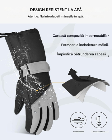 Manusi de iarna pentru copii 7-9 ani Gri [3]